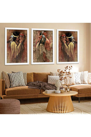 Siyah Ahşap Çerçeveli Kızıldereli Aşıklar Tablo