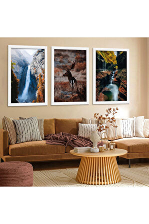 Beyaz Ahşap Çerçeveli Doğa Tablo