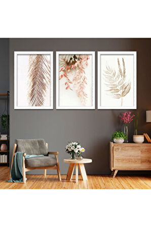 Siyah Ahşap Çerçeveli Kurumuş Çiçek Tablo