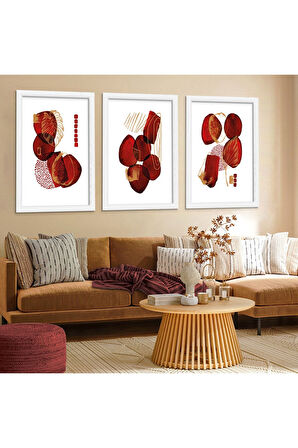 Beyaz Ahşap Çerçeveli Kolaj Çizim Modern Tablo