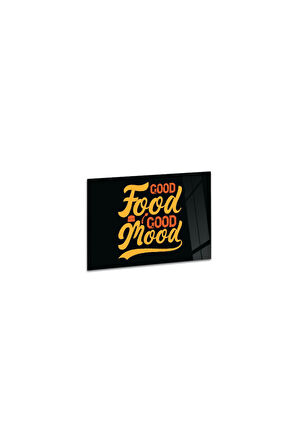 Cam Kesme Tahtası Renkli "Good Food Good Mood" Yazılı