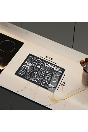 Cam Kesme Tahtası "Coffee" Yazılı Tebeşir Çizim