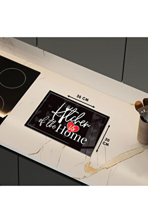 Cam Kesme Tahtası "Kitchen Is Of The Home" Yazılı