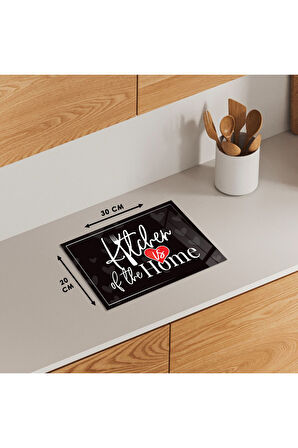 Cam Kesme Tahtası "Kitchen Is Of The Home" Yazılı