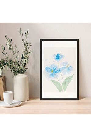 1 Adet Krem Mdf Zeminli Koyu Gri Minimal Mdf Çerçeve Görünümlü Mdf Tablo
