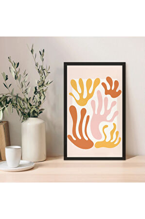 1 Adet Siyah Mdf Zeminli Krem Geometrik Mdf Çerçeve Görünümlü Mdf Tablo