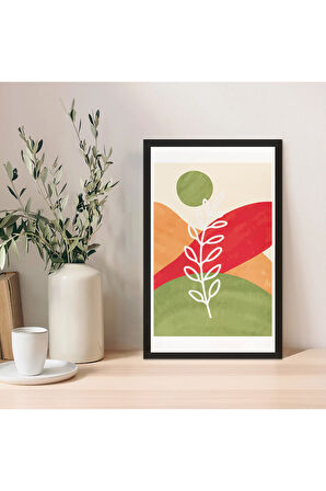 1 Adet Mavi Mdf Zeminli Koyu Gri Geometrik Mdf Çerçeve Görünümlü Mdf Tablo