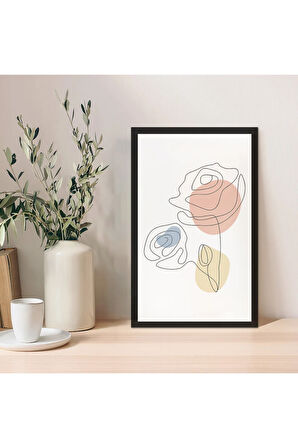 1 Adet Lacivert Mdf Zeminli Altın Dalgalar Mdf Çerçeve Görünümlü Mdf Tablo