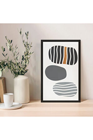 1 Adet Mavi Mdf Zeminli Gümüş Minimal Mdf Çerçeve Görünümlü Mdf Tablo