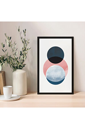 1 Adet Dekoratif Mdf Zeminli Lacivert Soyut Mdf Çerçeve Görünümlü Mdf Tablo