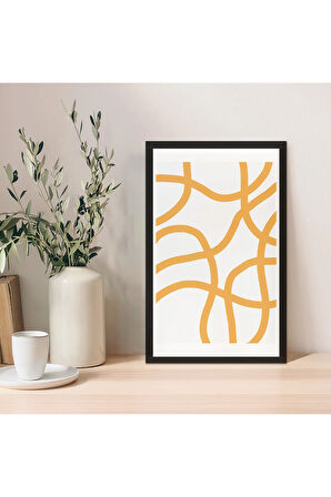 1 Adet Siyah Mdf Zeminli Bronz Geometrik Mdf Çerçeve Görünümlü Mdf Tablo