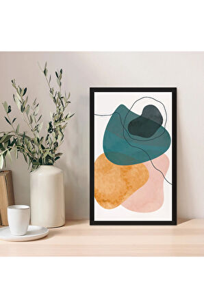 1 Adet Bej Mdf Zeminli Koyu Gri Spiral Mdf Çerçeve Görünümlü Mdf Tablo