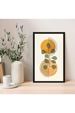1 Adet Krem Mdf Zeminli Lacivert Geometrik Mdf Çerçeve Görünümlü Mdf Tablo