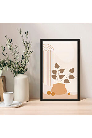 1 Adet Krem Mdf Zeminli Bronz Minimal Mdf Çerçeve Görünümlü Mdf Tablo