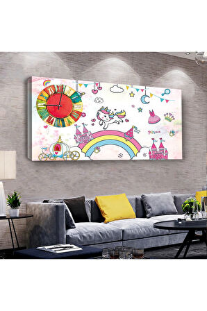 Kız Çocuğu Odası 100 X 50 Cm Saatli Kanvas Tablo