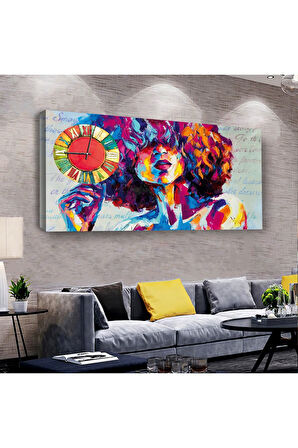 Renkli 100 X 50 Cm Saatli Kanvas Tablo