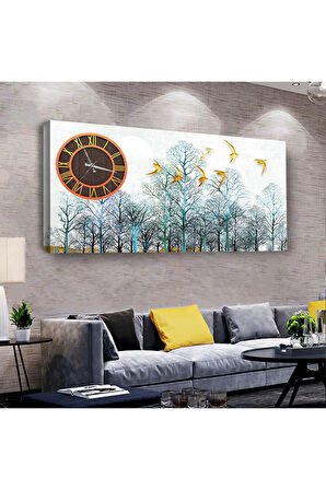 Orman Manzara 100 X 50 Cm Saatli Kanvas Tablo