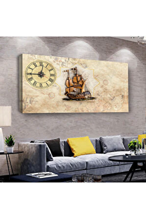 Piri Reis 100 X 50 Cm Saatli Kanvas Tablo