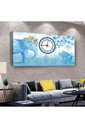 Kız Çocuğu Odası 100 X 50 Cm Saatli Kanvas Tablo