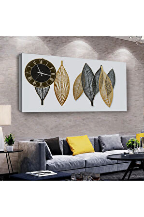 Yaprak 100 X 50 Cm Saatli Kanvas Tablo