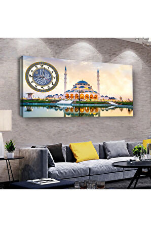 Cami Manzara 100 X 50 Cm Saatli Kanvas Tablo
