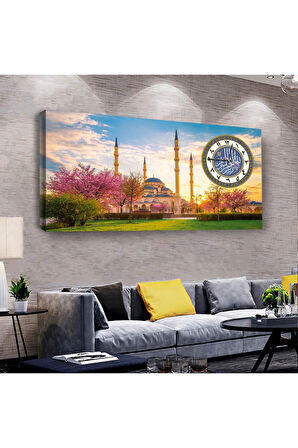 Cami Manzara 100 X 50 Cm Saatli Kanvas Tablo