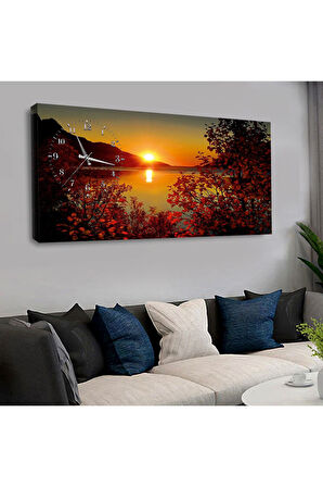 120x60 Saatli Manzara Kanvas Tablo