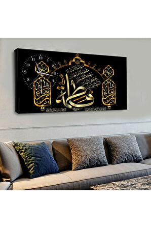 120x60 Saatli Dini Ayet Kanvas Tablo