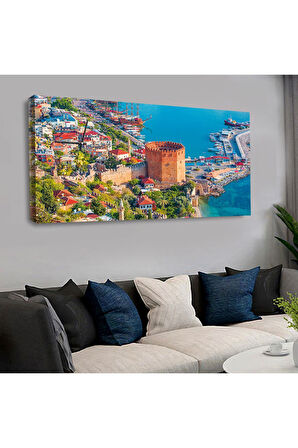 120x60 Saatli Manzara Kanvas Tablo