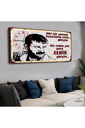 120x60 Saatli Azer Bülbül Kanvas Tablo