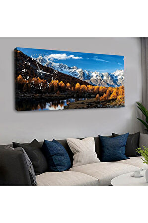 120x60 Saatli Doğa Manzara Kanvas Tablo