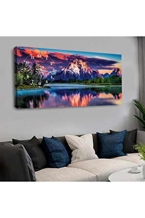 120x60 Saatli Göl Manzara Kanvas Tablo