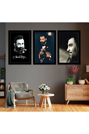 Beyaz Ahşap Çerçeveli Ahmet Kaya Tablo