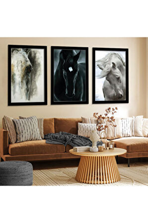 Beyaz Ahşap Çerçeveli At Tablo