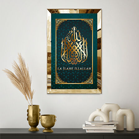 GOLD AYNALI PLEKSİ ÇERÇEVELİ LA İLAHE İLLALLAH TABLOSU
