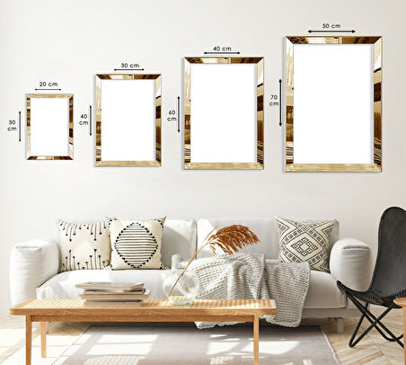 GOLD  AYNALI PLEKSİ ÇERÇEVELİ SOYUT DESENLİ TABLO