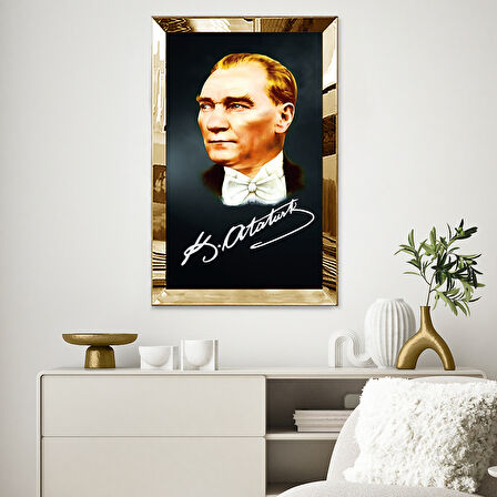 GOLD  AYNALI PLEKSİ ÇERÇEVELİ ATATÜRK TABLO