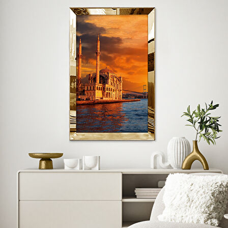 GOLD AYNALI PLEKSİ ÇERÇEVELİ ORTAKÖY CAMİİ TABLO