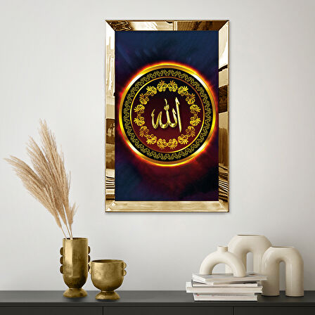 GOLD  AYNALI PLEKSİ ÇERÇEVELİ DİNİ İSLAMİ ALLAH LAFZI TABLO