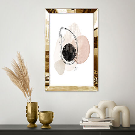 GOLD AYNALI PLEKSİ ÇERÇEVELİ DAİRELİ SOYUT SANAT TABLOSU