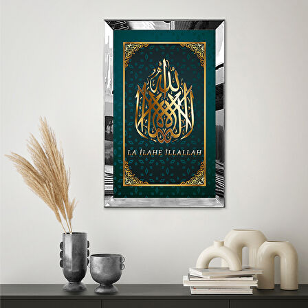 GÜMÜŞ AYNALI PLEKSİ ÇERÇEVELİ LA İLAHE İLLALLAH TABLOSU