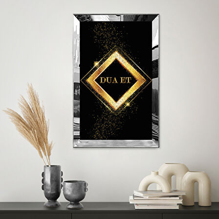 GÜMÜŞ  AYNALI PLEKSİ ÇERÇEVELİ DUA ET YAZI TEMALI DİNİ İSLAMİ TABLO