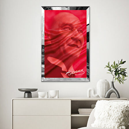 GÜMÜŞ  AYNALI PLEKSİ ÇERÇEVELİ ATATÜRK  İMZALI TABLO