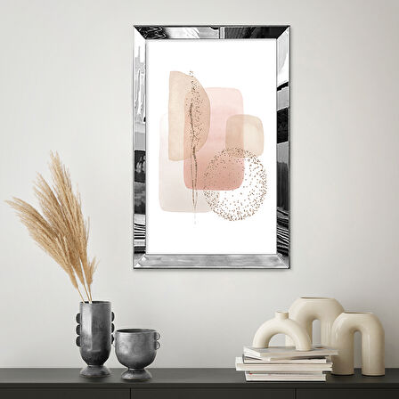 GÜMÜŞ AYNALI PLEKSİ ÇERÇEVELİ MİNİMALİST SOYUT ŞEKİLLER TABLOSU