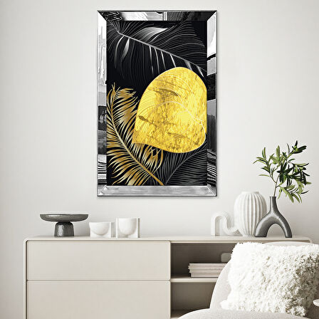 GÜMÜŞ AYNALI PLEKSİ ÇERÇEVELİ BOTANİK TEMALI ALTIN RENKLİ MODERN TASARIM TABLOSU