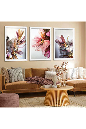 Beyaz Ahşap Çerçeveli Çiçek Tablo
