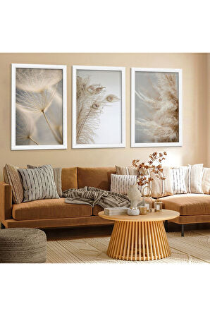 Beyaz Ahşap Çerçeveli Çiçek Tablo