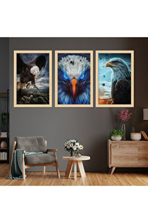 Siyah Ahşap Çerçeveli Kartal Tablo