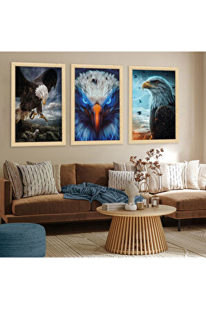 Siyah Ahşap Çerçeveli Kartal Tablo