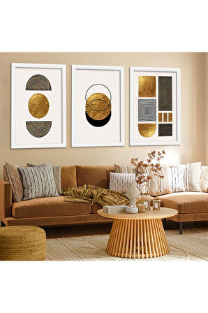 Beyaz Ahşap Çerçeveli Kolaj Çizim Tablo